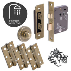 Oglio Door Handle Bathroom Pack with lock and 65mm Latch