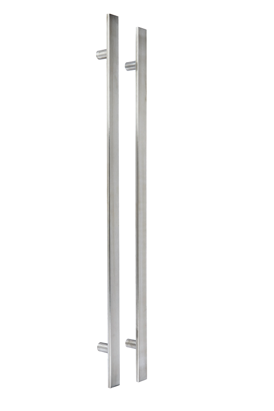 Square Pull Handle Set Polished Chrome Tone