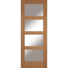 Oak Contemporary 4 Light Clear Glazed Internal Door