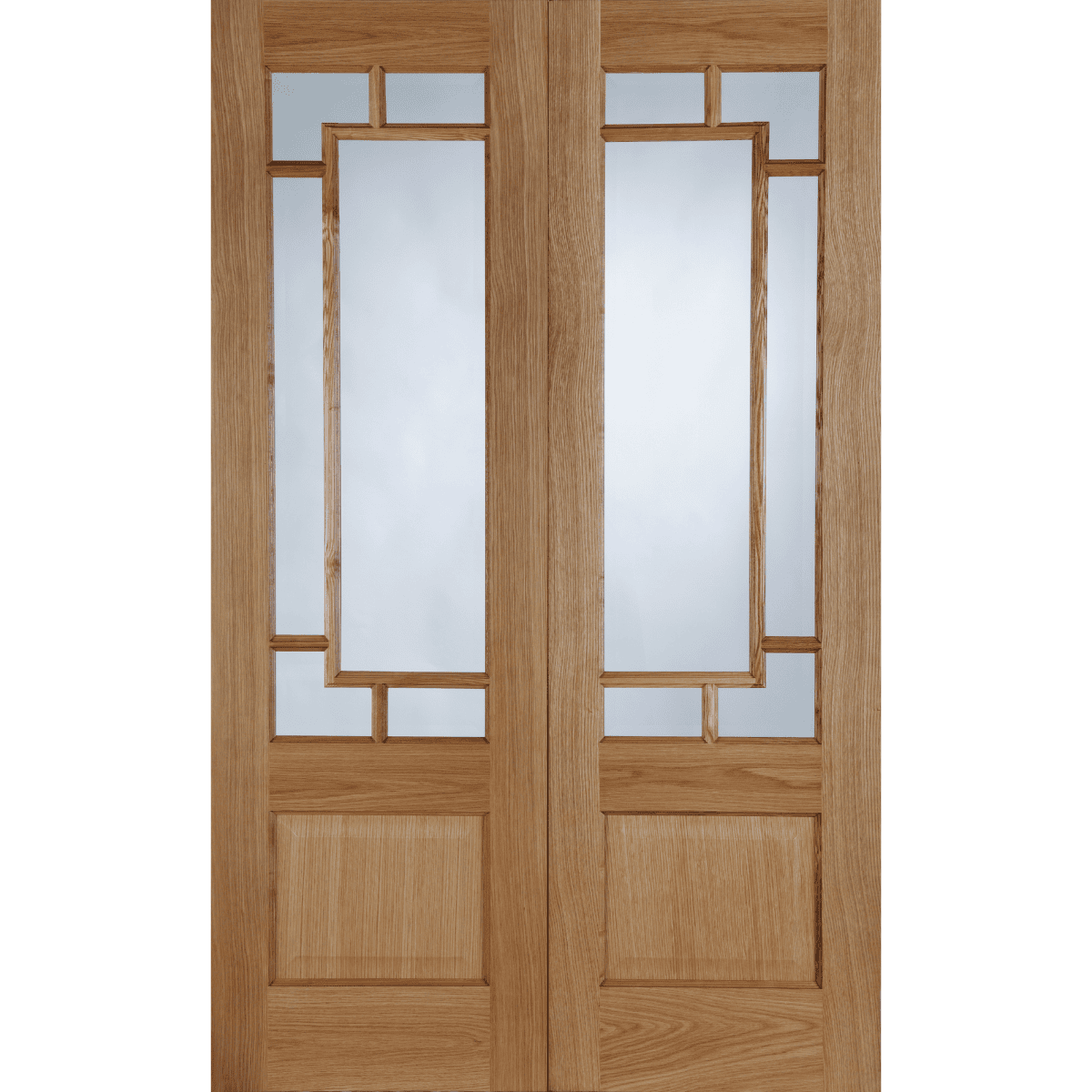 Oak Orient Clear Glazed Internal Door Pair