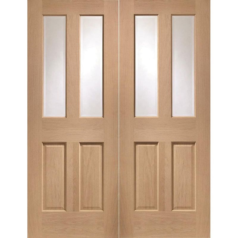 Malton Unfinished Oak Glass Internal Door Pair
