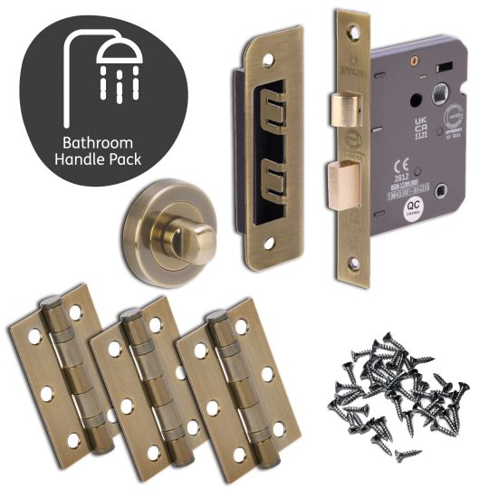Oglio Door Handle Bathroom Pack with lock and 65mm Latch