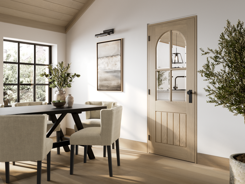 Blonde Oak Mexicano Arched Square Top Glazed Lifestyle