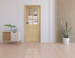Internal Oak Suffolk 6 Light With Clear Bevelled Glass