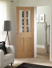 Internal Oak Malton Fire Door with Clear Bevelled Glass