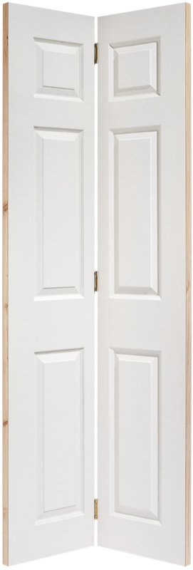 White Moulded Textured 6P Bi-Fold