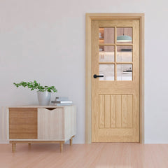 Internal Oak Suffolk 6 Light With Clear Bevelled Glass