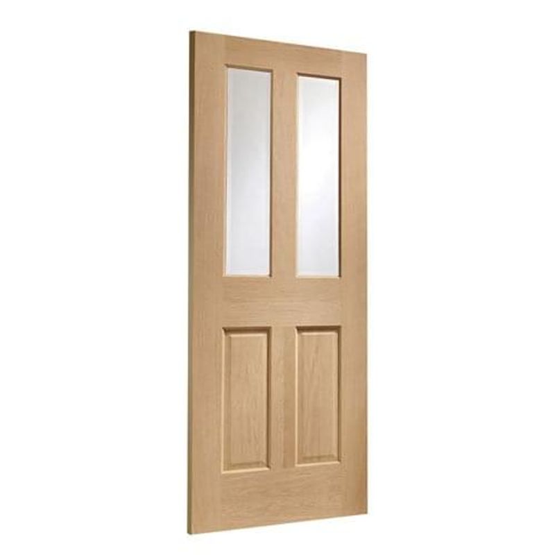 Malton Unfinished Oak Glass Internal Door Pair