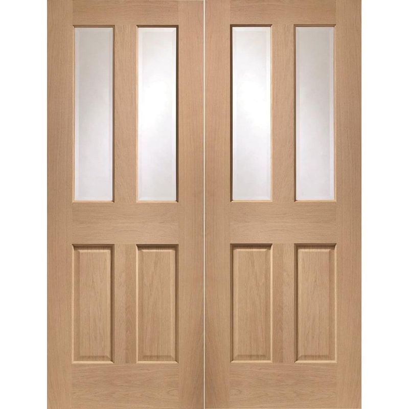 Malton Unfinished Oak Glass Internal Door Pair