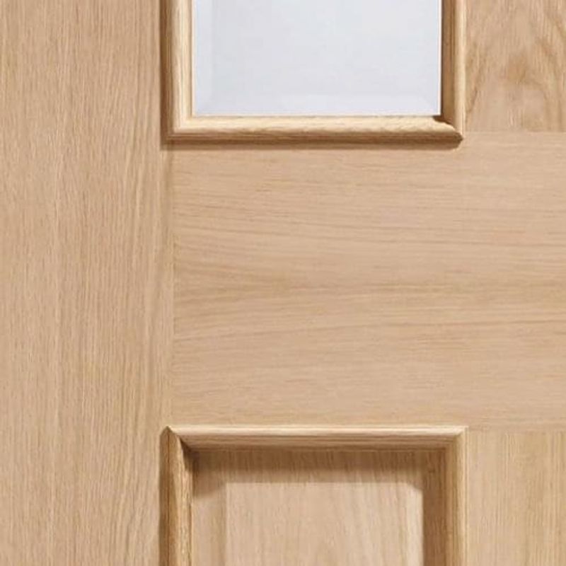 Malton Raised Mouldings Unfinished Oak 2 Light Clear Bevelled Glazed Internal Door