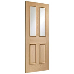 Malton Raised Mouldings Unfinished Oak 2 Light Clear Bevelled Glazed Internal Door