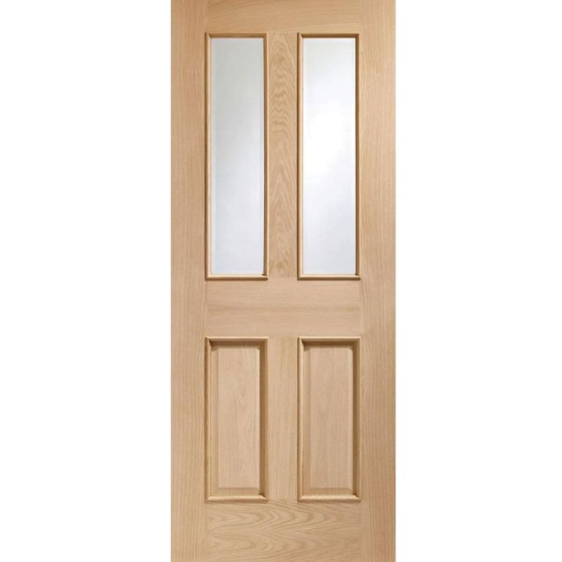 Malton Raised Mouldings Unfinished Oak 2 Light Clear Bevelled Glazed Internal Door